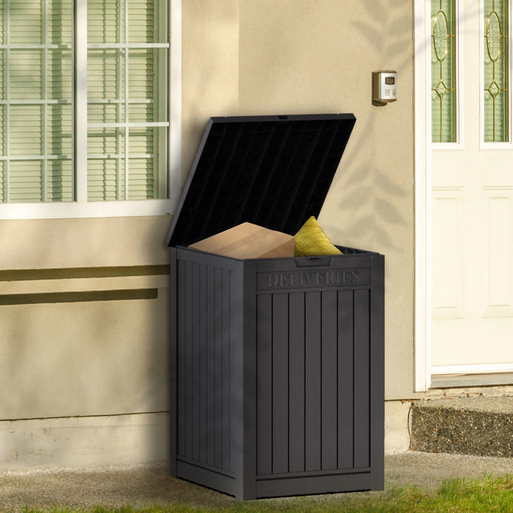Chic Crate-Package Delivery Box, Large Lockable Storage Box, Double-Wall Resin Outdoor Package Delivery And Waterproof Deck Box For Porch, Patios
