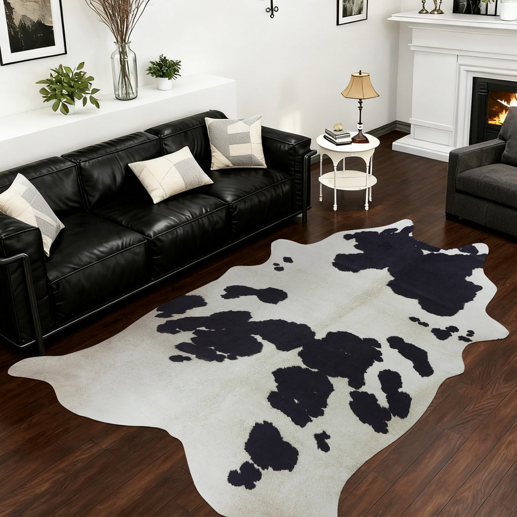 Faux Cowhide Rug 61x74.8 Inch, Western Animal Skin Carpet for Living Room Bedroom, Cowboy Cowgirl Home Decor