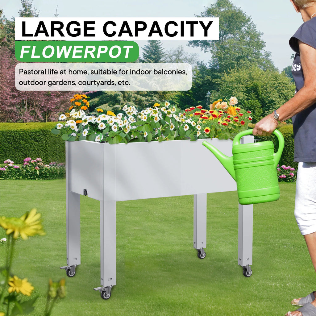 Chic Crate - Raised Garden Bed with Wheels, Outdoor Planter Box for Vegetables, Flowers & Herbs