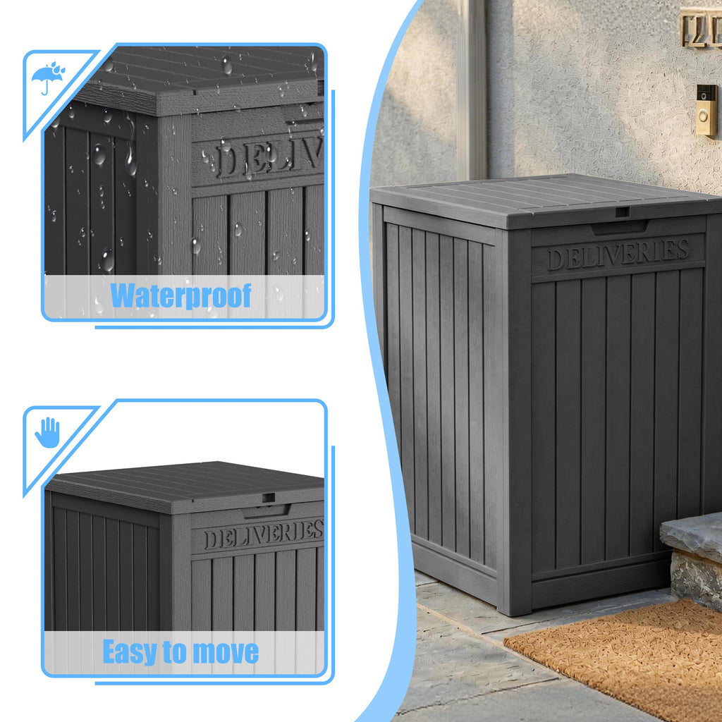 Large Package Delivery Box,Waterproof Deck Box for Porch & Patio,Lockable Resin Outdoor Storage Box