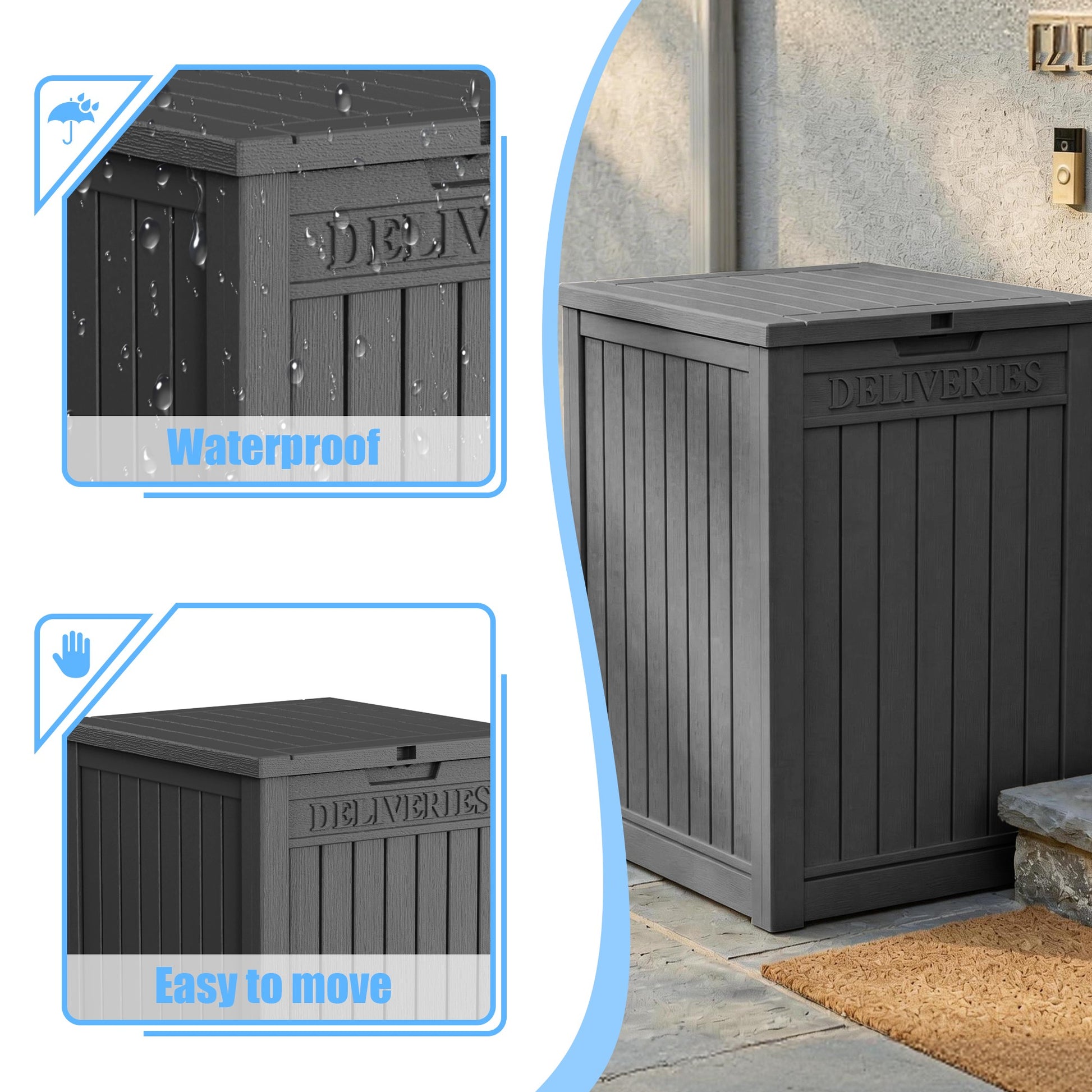 Large Package Delivery Box,Waterproof Deck Box for Porch & Patio,Lockable Resin Outdoor Storage Box
