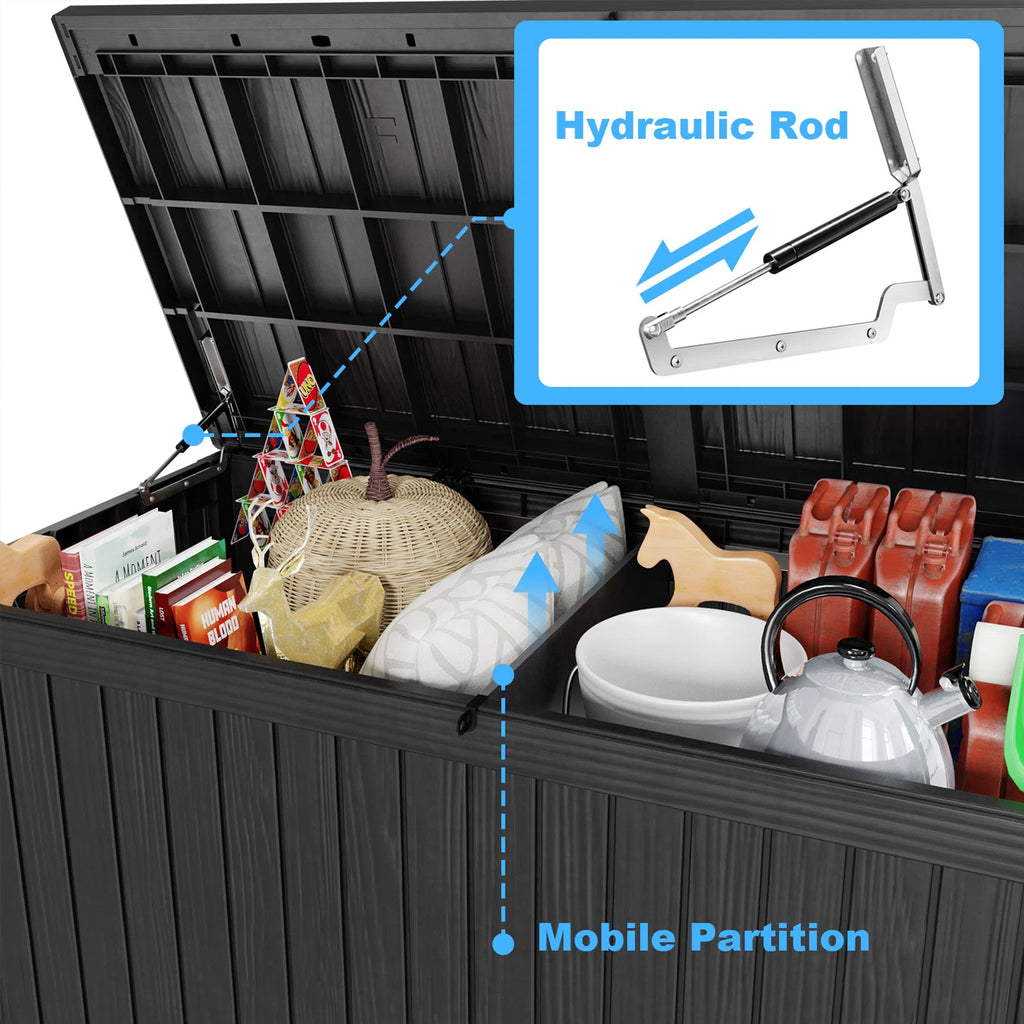 Chic Crate - StormArmor 180Gal LockPro Deck Box - Hurricane-Proof HDPE Resin w/ QuadLock & UV360 Shield - Mega Outdoor Storage for Pool/Patio Tools