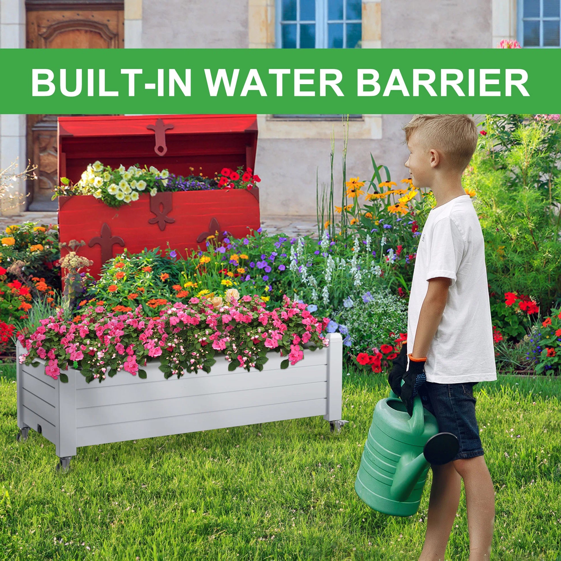 Chic Crate - Outdoor Raised Garden Bed Planter Box With Wheels