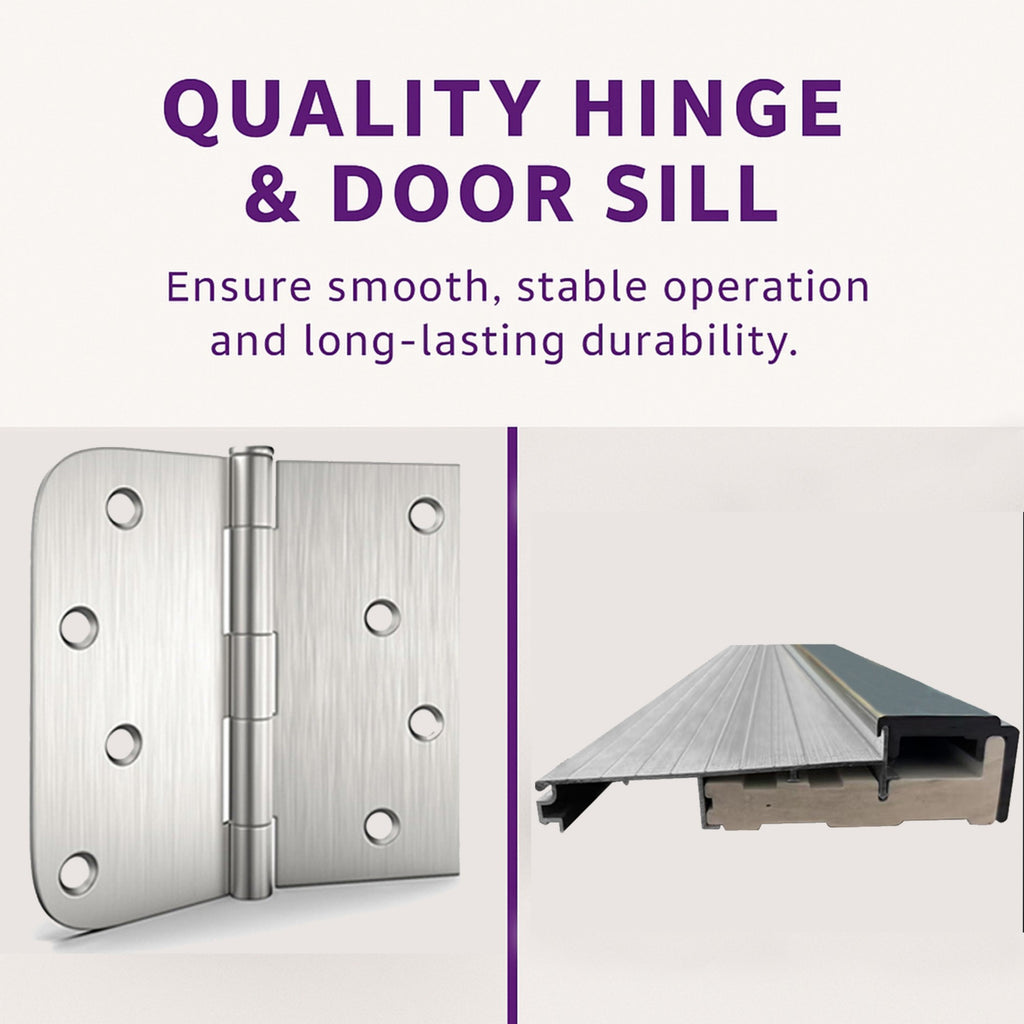 Chic Crate 36x80 Fiberglass Entry Door with Frosted Glass, Left Hand Inswing, Brickmould & Vinyl Frame