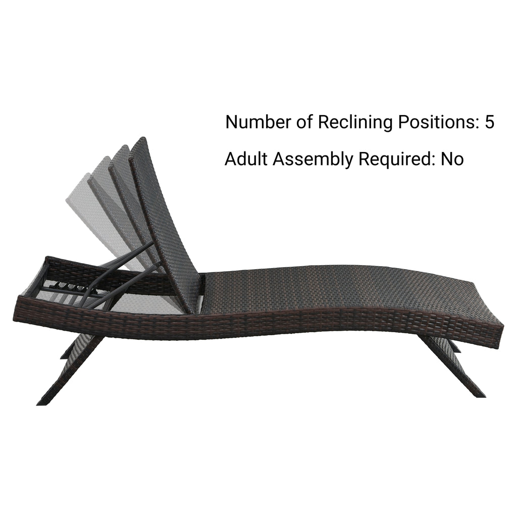 Outdoor Wicker Chaise Lounges (Set of 2), 79 inch, Dark Brown - Chic Crate