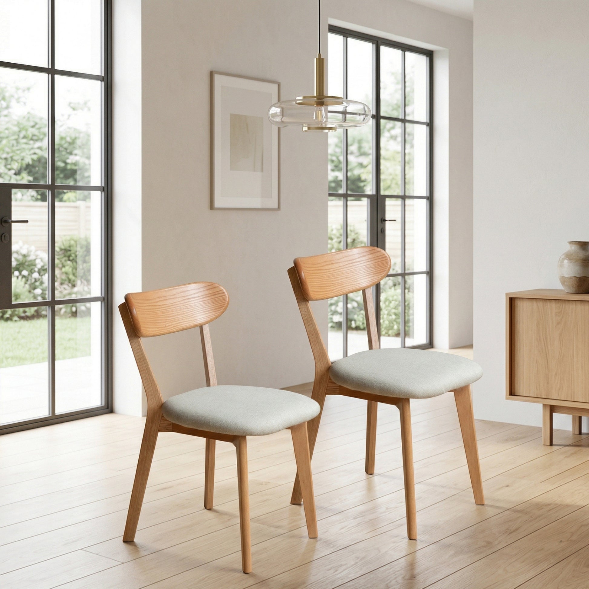 Set of 2 Classic Solid Oak Wood Dining Chairs Indoor 47.5x55.5x78cm