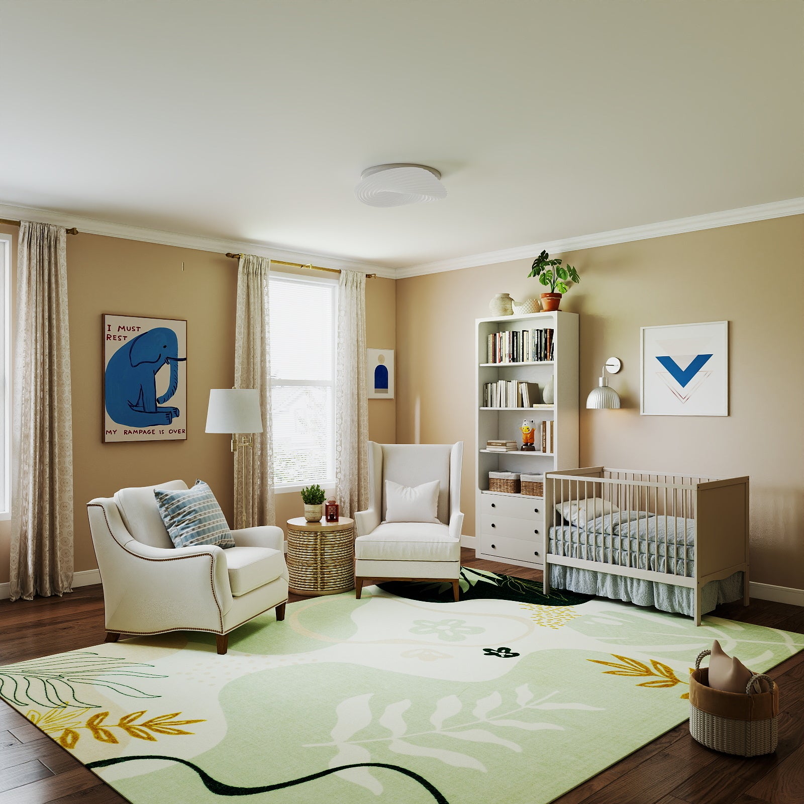 5x7ft Washable Abstract Print Multi-Color Area Rug, Thin Distressed Non-Slip Carpet for Living Room Bedroom,  Home Decor