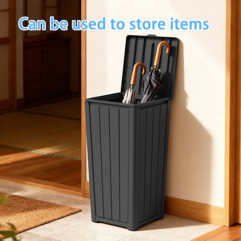 23 Gallon Outdoor Trash Bin, Resin Manual Lift Garbage & Recycling Storage Deck Box with Lid