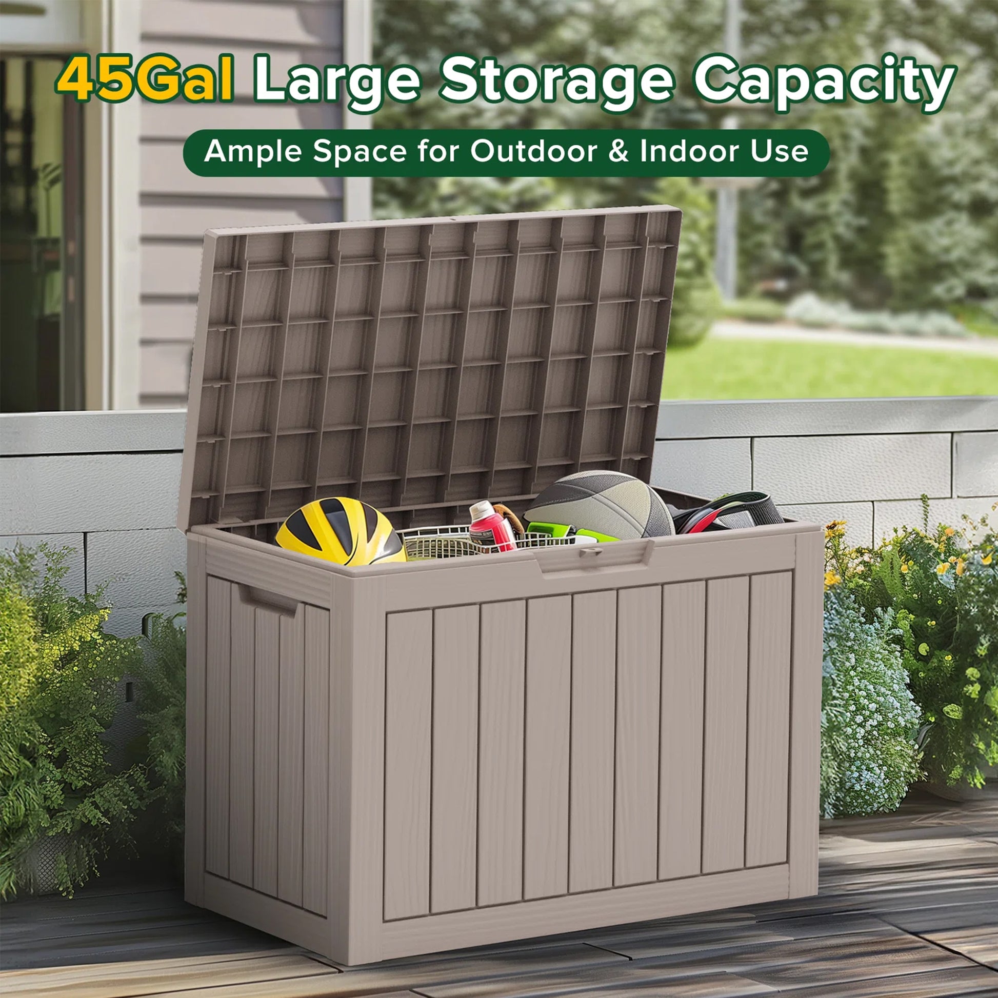 Chic Crate - 45 Gallon Water Resistant Resin Lockable Deck Box