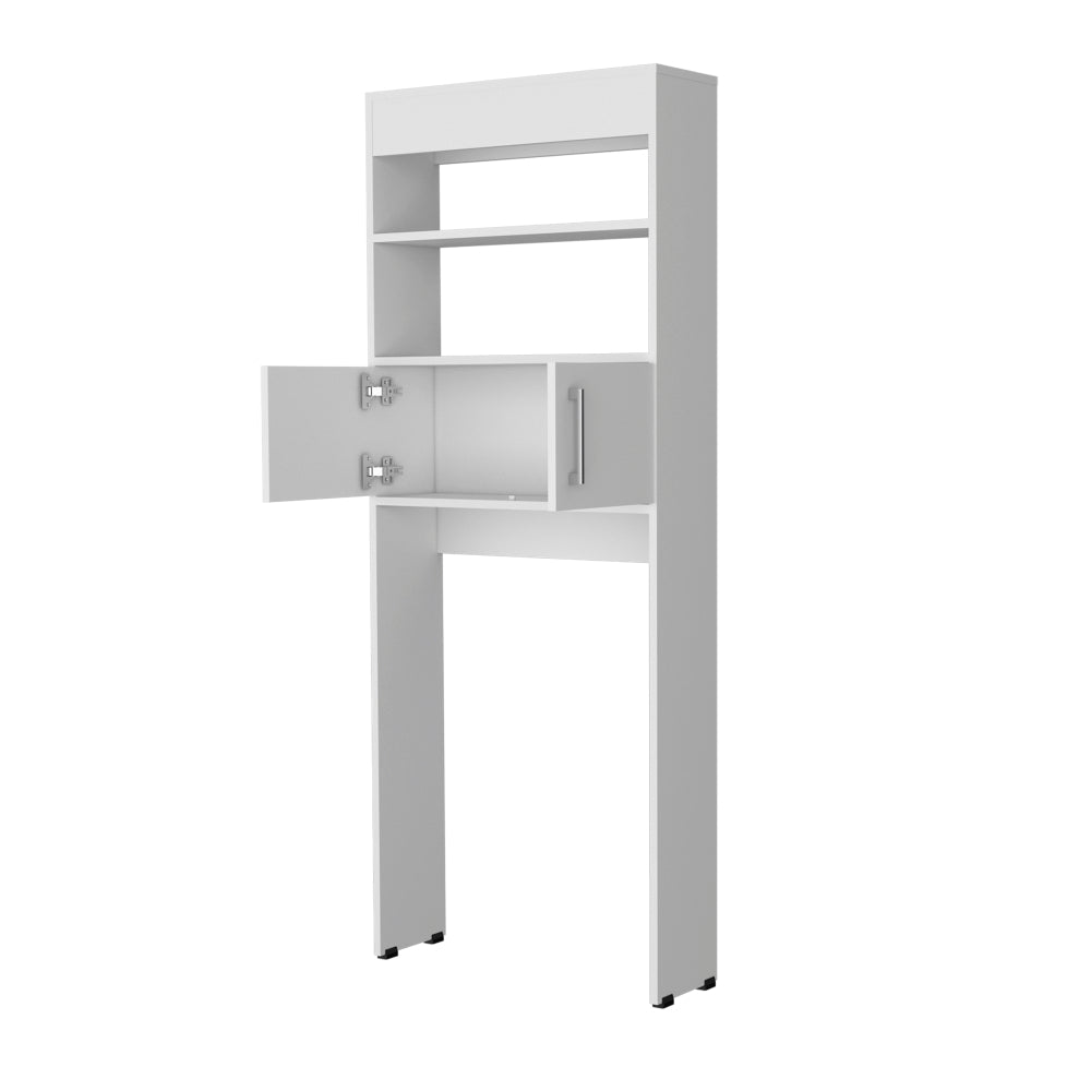 Chic Crate-Over-the-Toilet 2-Door Bathroom Cabinet – White Shelf Storage | Space-Saving Design
