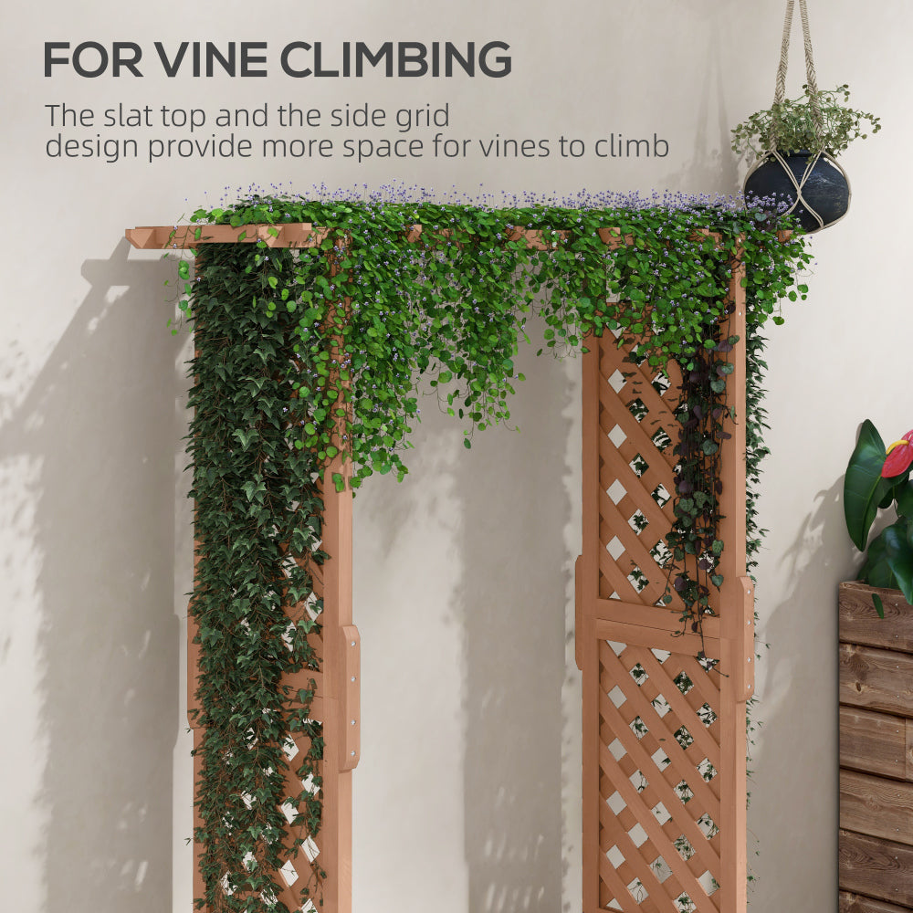 Chic Crate - Raised Garden Bed with Arch Trellis for Vine Climbing Plants, Hanging Flowers, 70.75" Tall Outdoor Wood Planter Box with Drainage Hole & Fabric Filter for Backyard, Patio, Brown