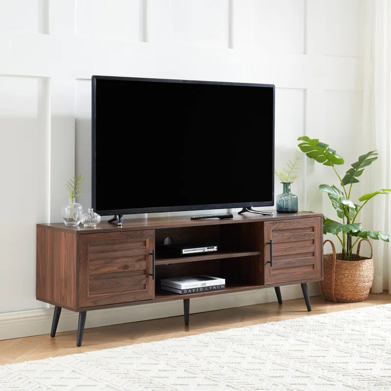 Chic Crate - Bryner Dark Walnut Mid-Century TV Stand for TVs Up to 65" with Storage & Cable Management