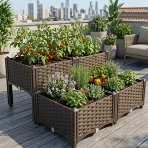 Self Watering Raised Garden Bed Kit Elevated Planter Boxes for Outdoor Flowers Vegetables Herbs