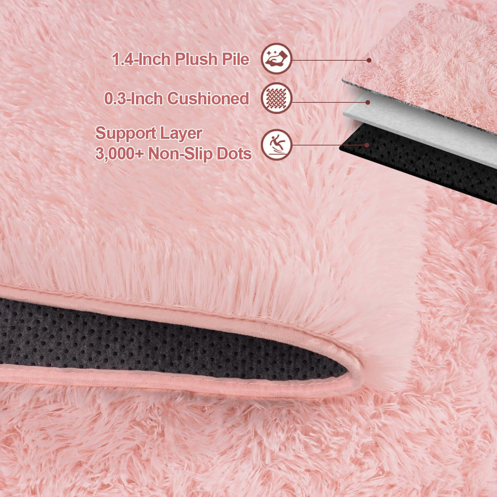 4x6ft Soft Fluffy Area Rug, Non-Slip Shag Carpet for Bedroom, Plush Living Room Rug for Home Dorm Decor
