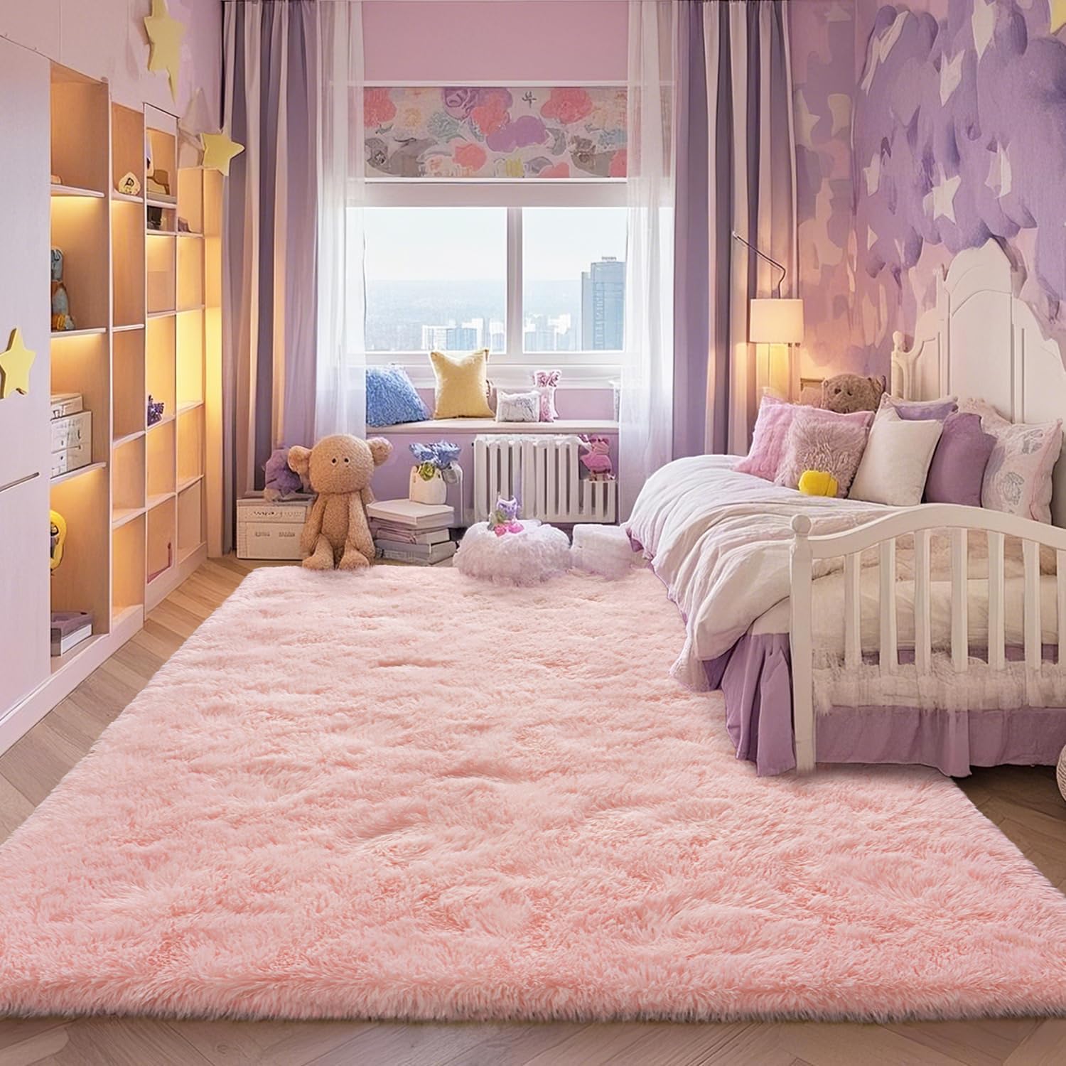Area Rugs for Living Room Bedroom, Non-Slip Fluffy Soft Shag Carpet for Kids Home Dorm Decor