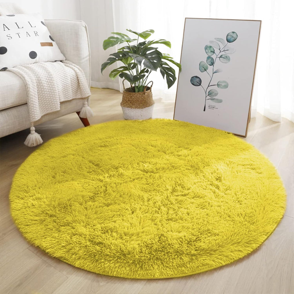 5ft Round Fluffy Area Rug, Soft Shaggy Circle Carpet for Bedroom, Kids Girls Boys Room, Fuzzy Plush Floor Mat