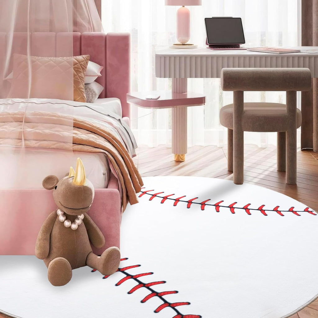 Round Ball Pattern Area Rug, Fluffy Washable Area Rug for Living Room Kids Room Nursery Playroom Decor