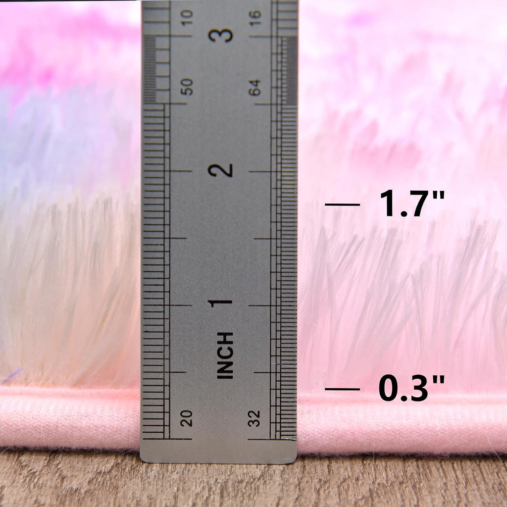 5x7ft Soft Fluffy Rainbow Area Rug, Non-Slip Shag Carpet for Living Room Bedroom, Plush Rug for Home Dorm Decor