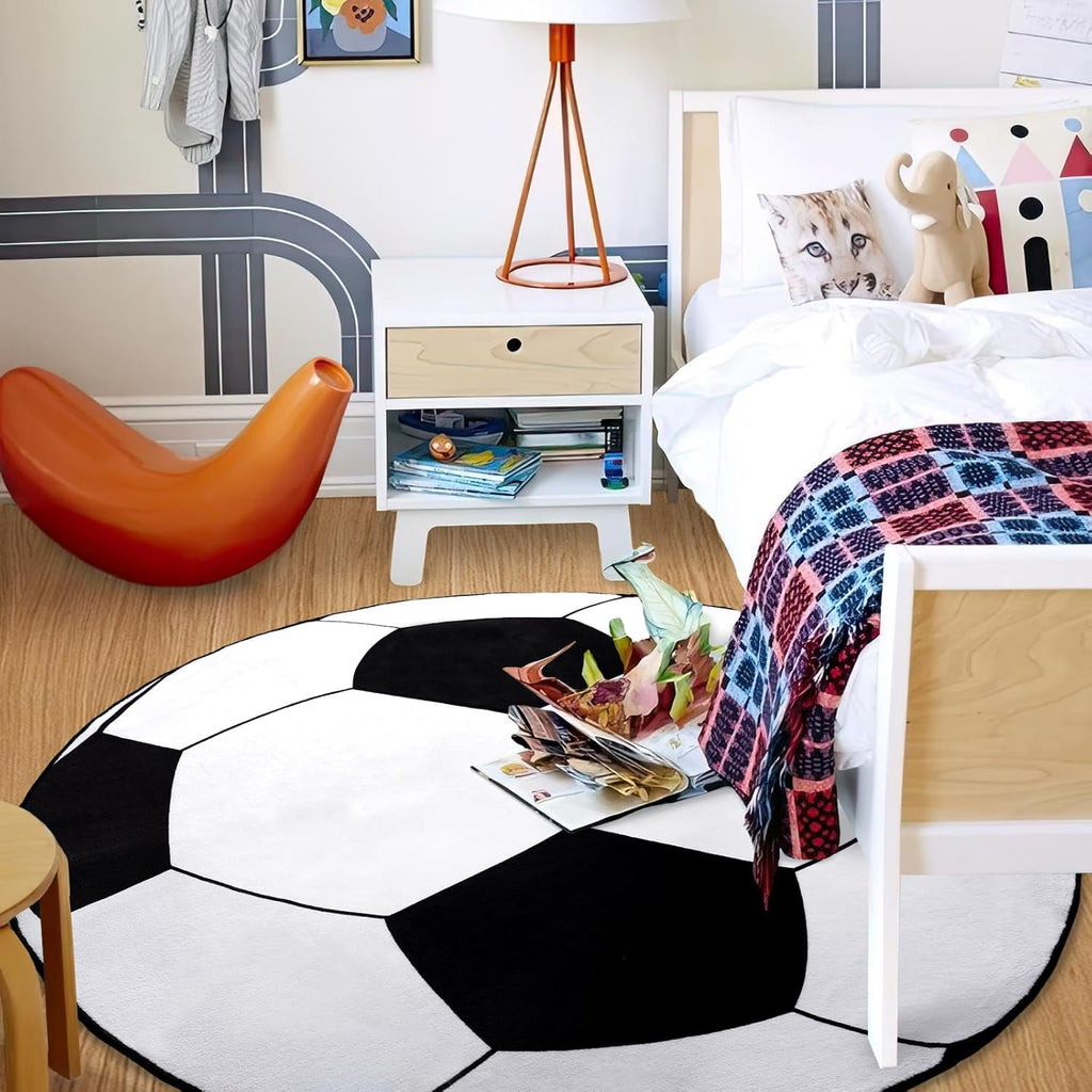 Round Ball Pattern Area Rug, Fluffy Washable Area Rug for Living Room Kids Room Nursery Playroom Decor