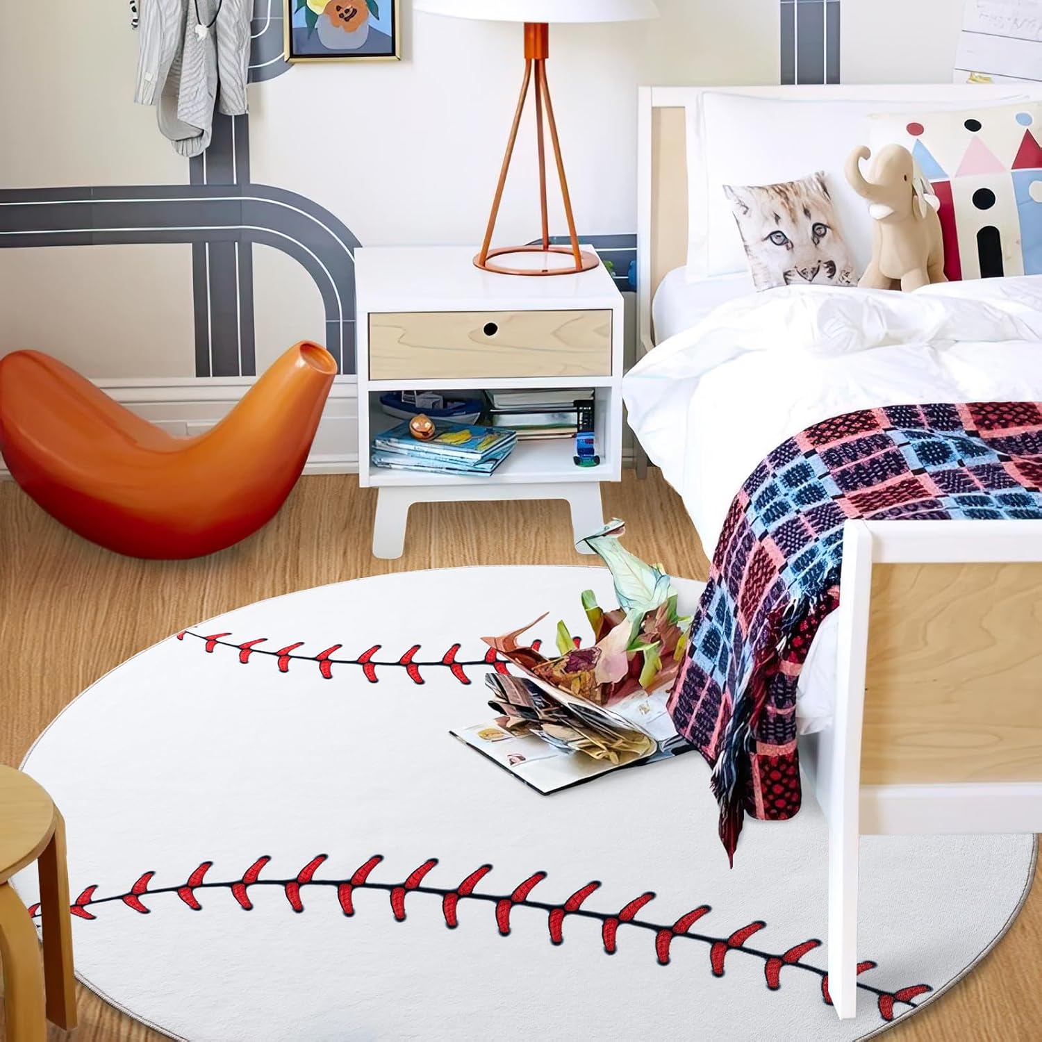 Round Ball Pattern Area Rug, Fluffy Washable Area Rug for Living Room Kids Room Nursery Playroom Decor