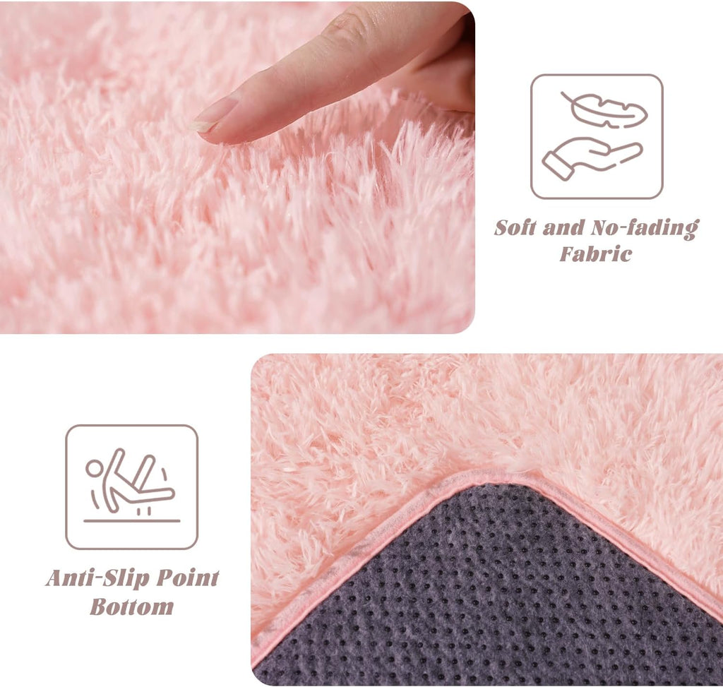 4x6ft Soft Fluffy Area Rug, Non-Slip Shag Carpet for Bedroom, Plush Living Room Rug for Home Dorm Decor
