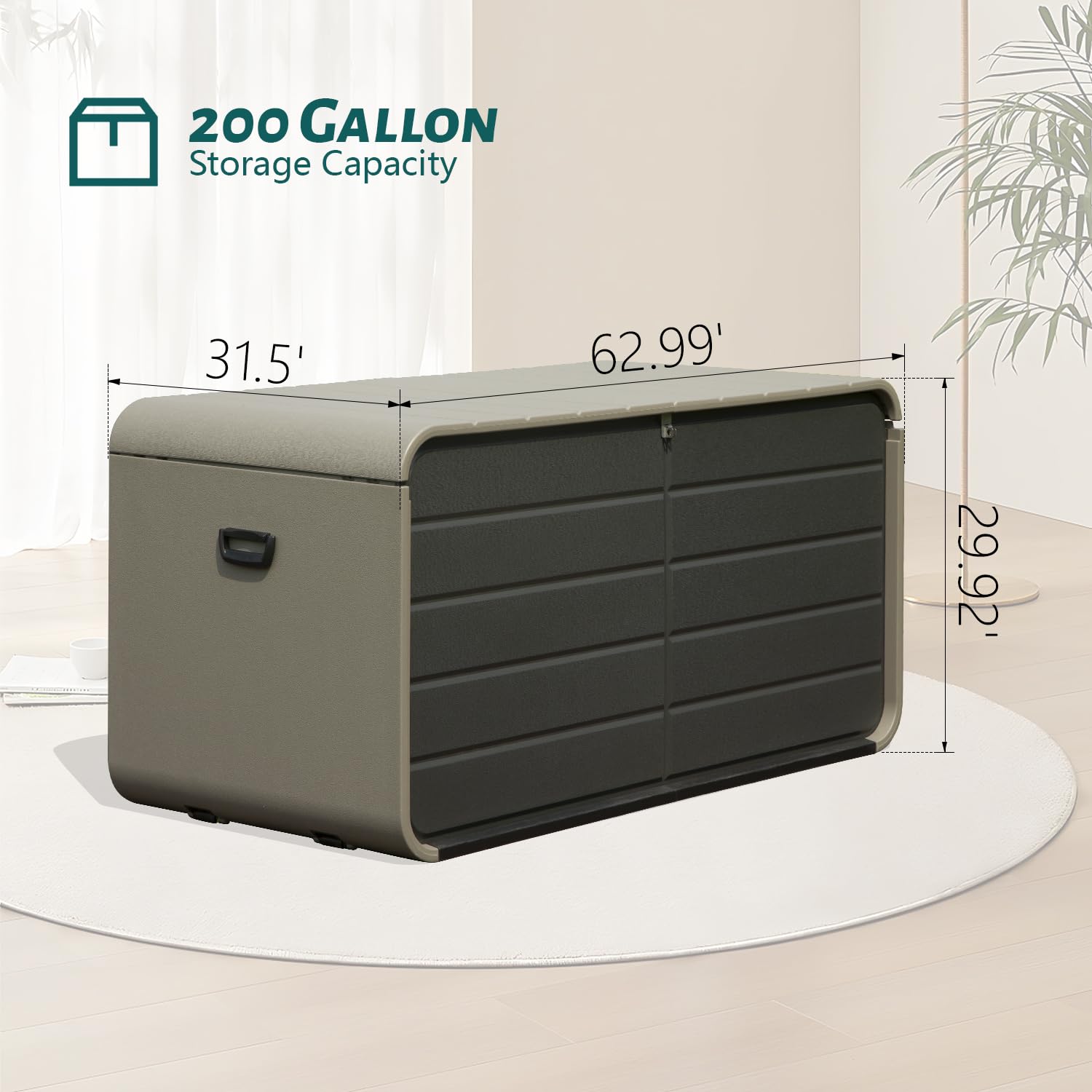Large Heavy-Duty Resin Deck Box, Lockable Waterproof Storage Box for Patio & Garden Tools