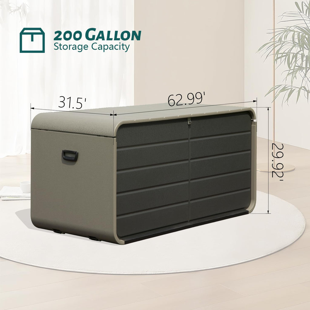 Large Heavy-Duty Resin Deck Box, Lockable Waterproof Storage Box for Patio & Garden Tools