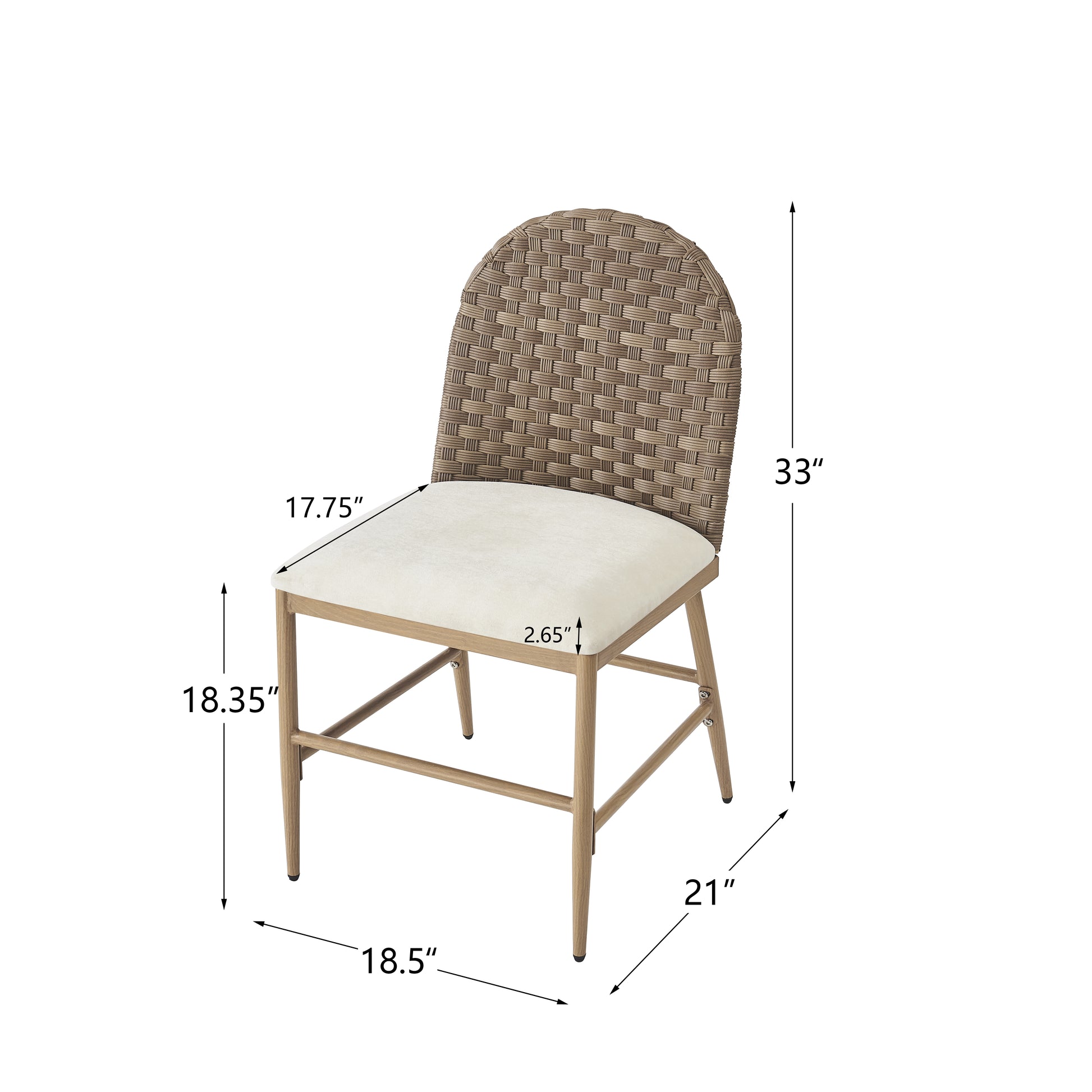Farmhouse Dining Chairs with Artisan Rattan Backrest & Sturdy Iron Frame (Set of 2)
