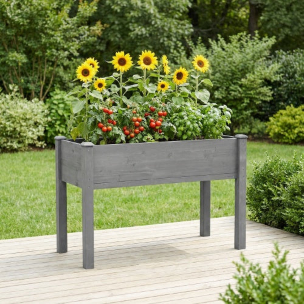 48x24x30 inch Raised Garden Bed with Legs, Elevated Wooden Planter Box for Outdoor Plants Flowers Fruits Vegetable Herb Growing