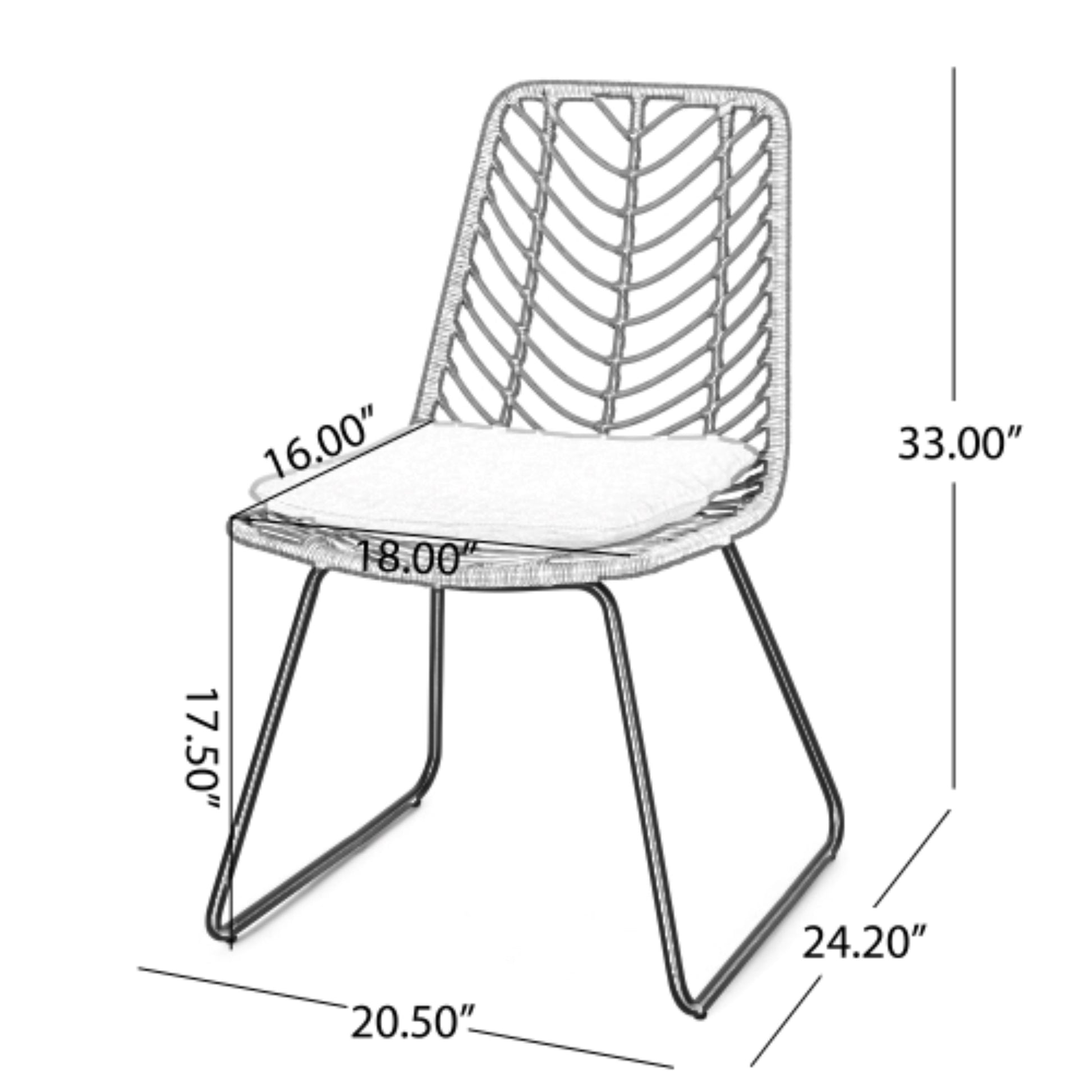 Modern Patio Dining Chairs Set of 2 Rattan Woven Armchairs with Seat Cushions