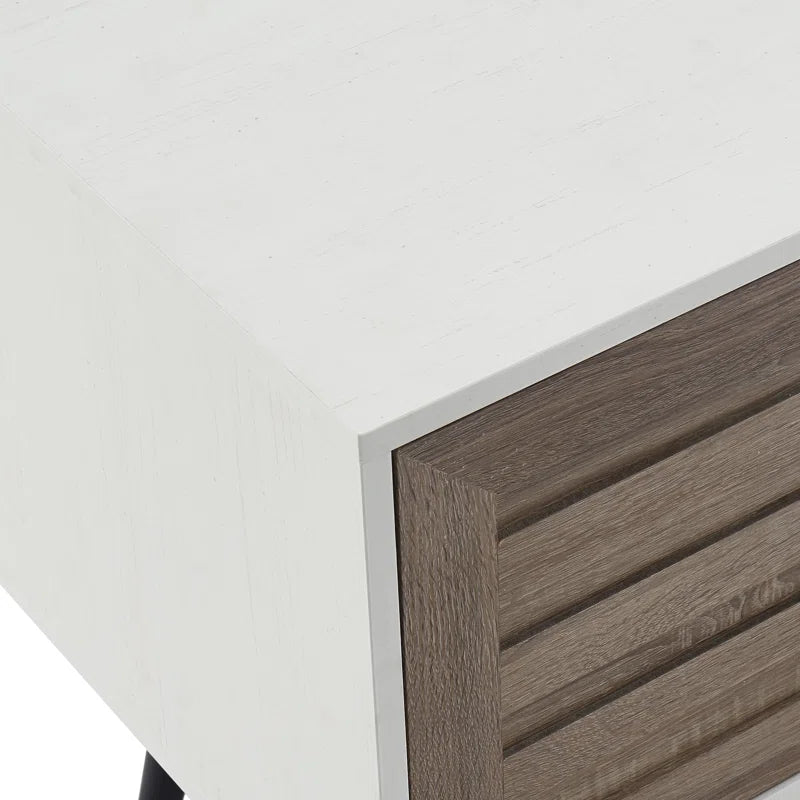 Chic Crate - Bryner White Walnut Mid-Century TV Stand for TVs Up to 65" with Storage & Cable Management
