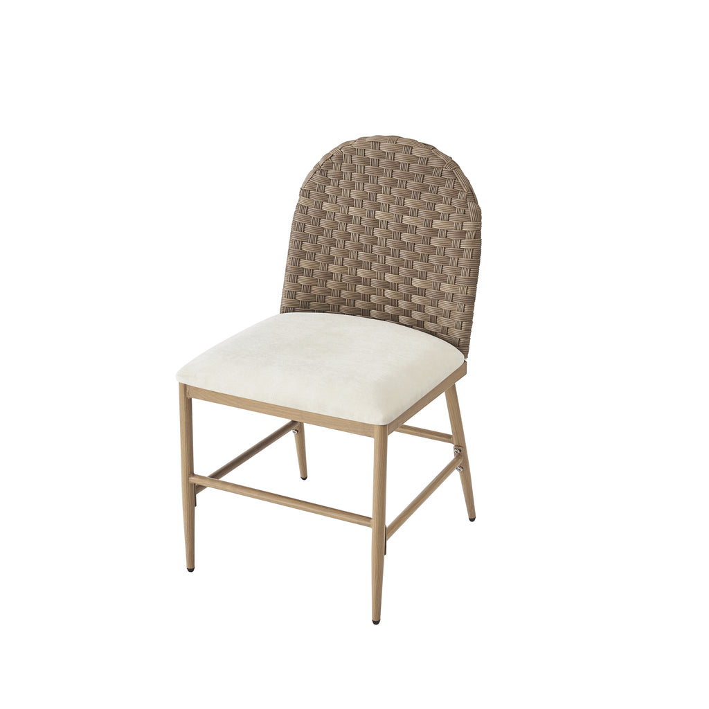 Farmhouse Dining Chairs with Artisan Rattan Backrest & Sturdy Iron Frame (Set of 2)