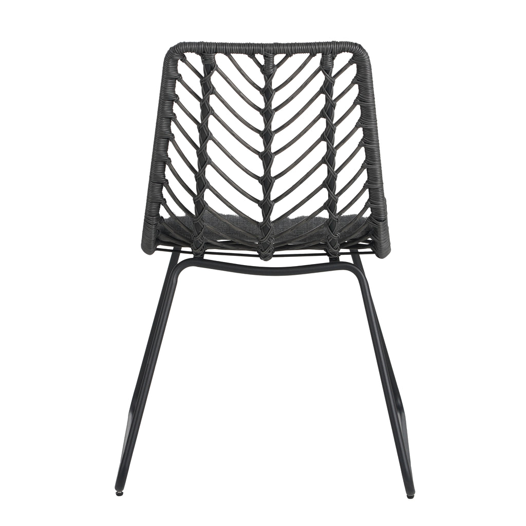 Modern Patio Dining Chairs Set of 2 Rattan Woven Armchairs with Seat Cushions