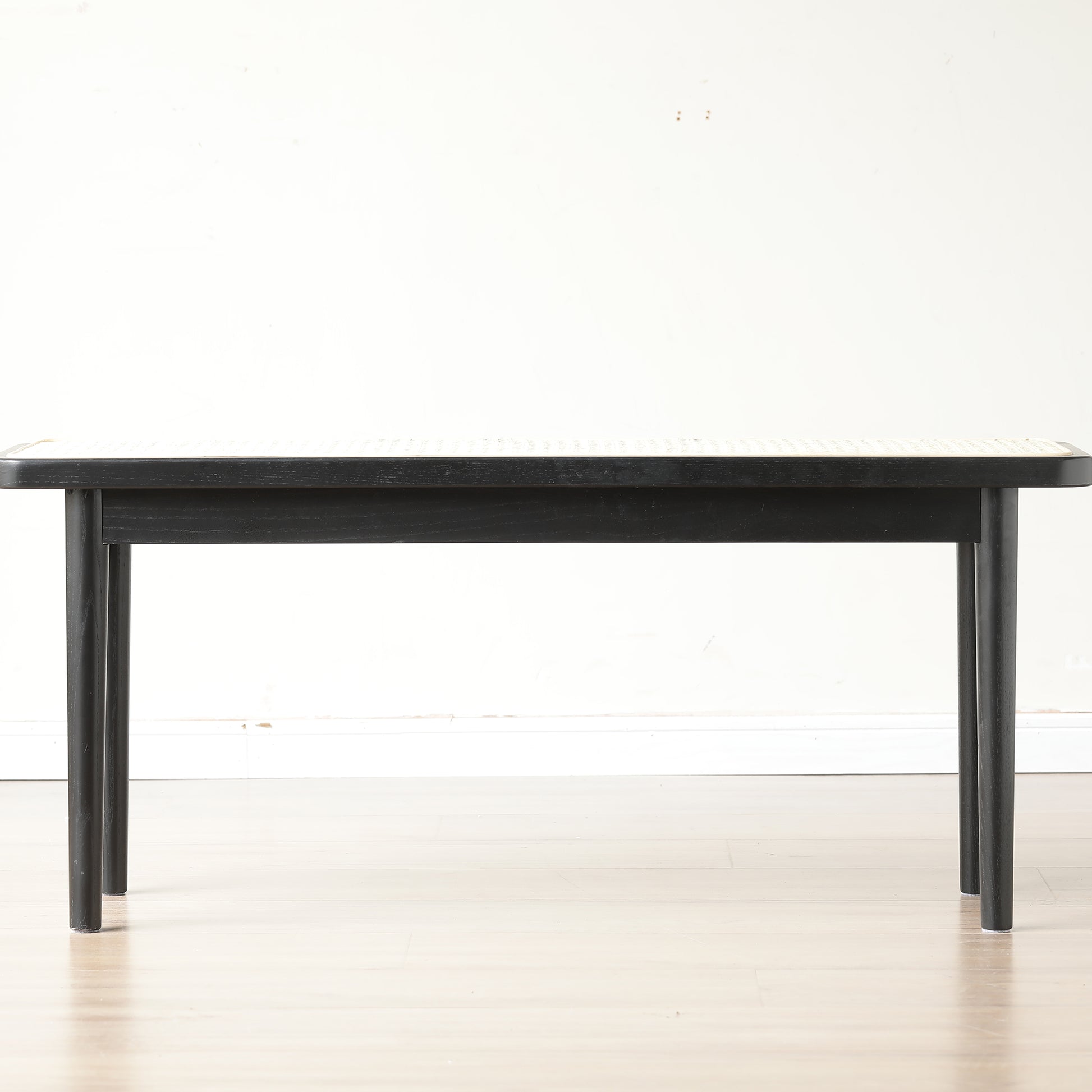 47.24" Solid Wood Dining Bench with Rattan Accent Entryway Seat