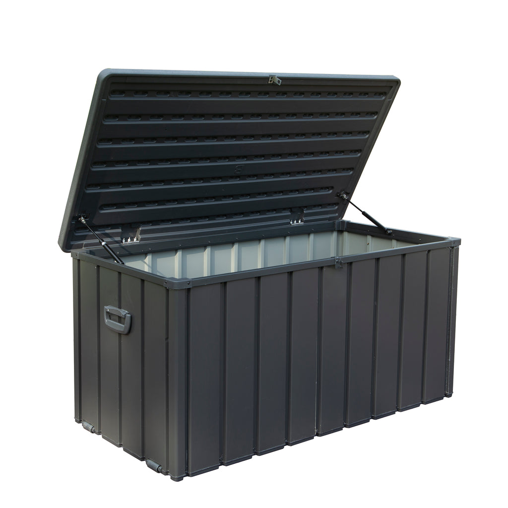 120 Gallon Patio Steel Storage Deck Box, Waterproof Lockable Bin for Cushions, Pillows & Tools