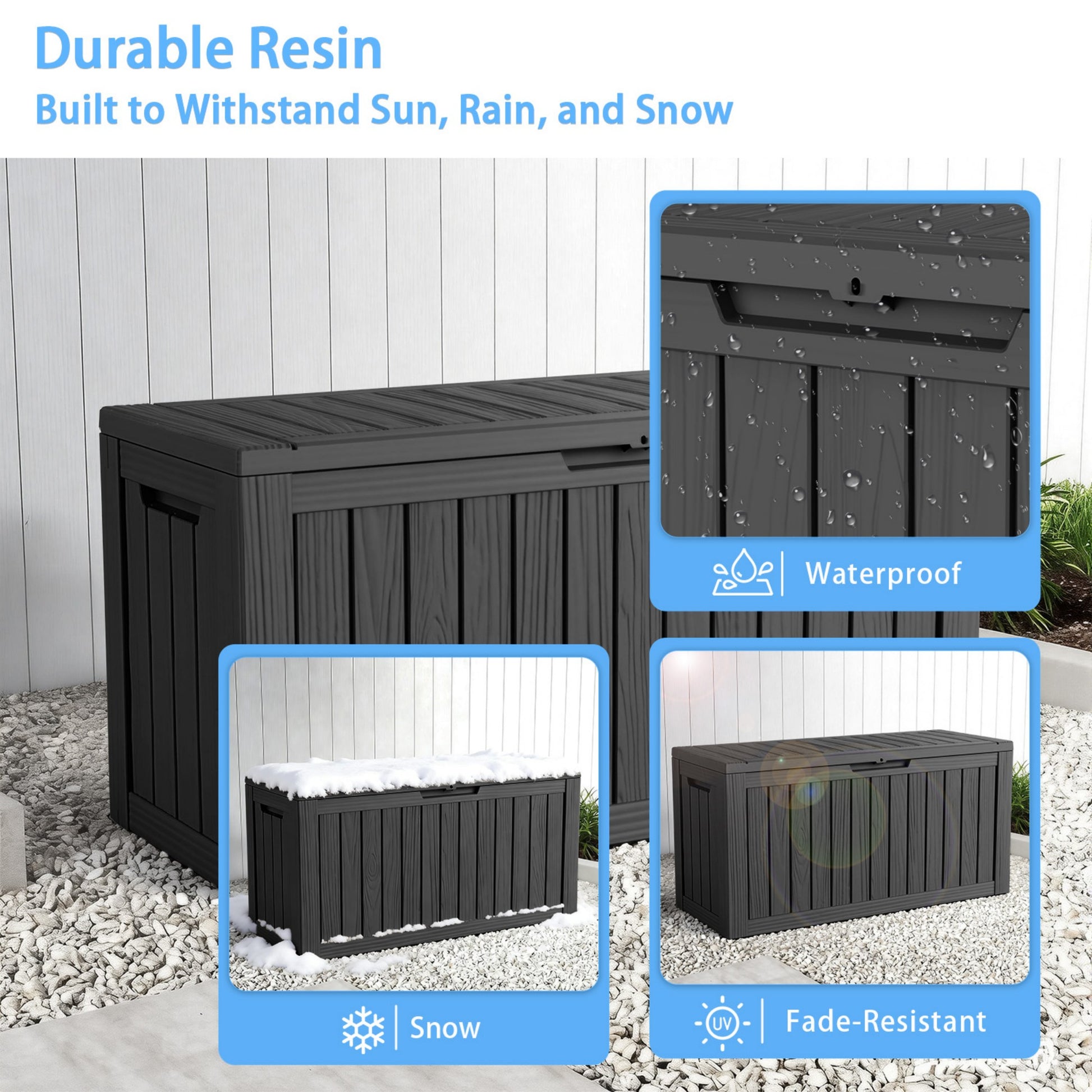 Water Resistant Resin Lockable Deck Box