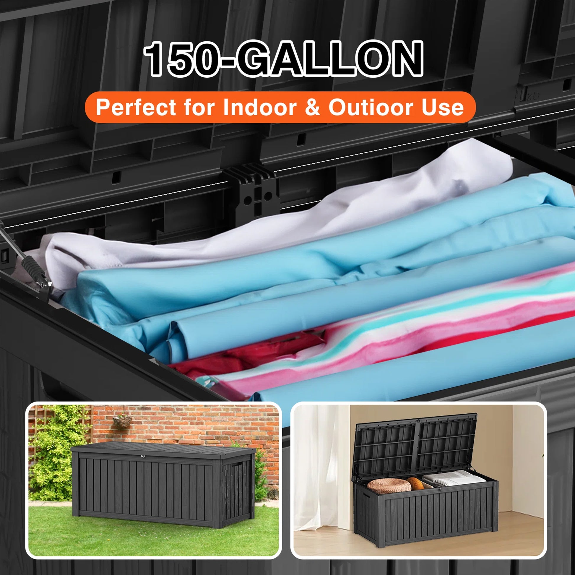 Chic Crate-150-Gal Water Resistant Resin Lockable Deck Box