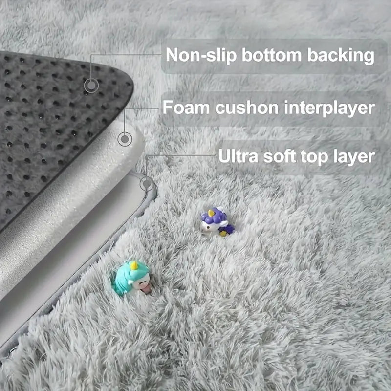 Tie-Dyed Gray Shag Rug, Ultra Soft 1.7" Plush, Non-Slip, 100% Polyester for Bedroom or Living Room