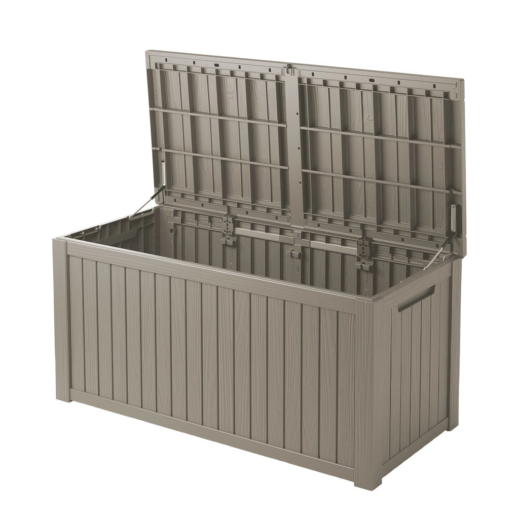 180 Gallon Resin Deck Box, Water-Resistant Lockable Outdoor Storage Box for Patio Organization