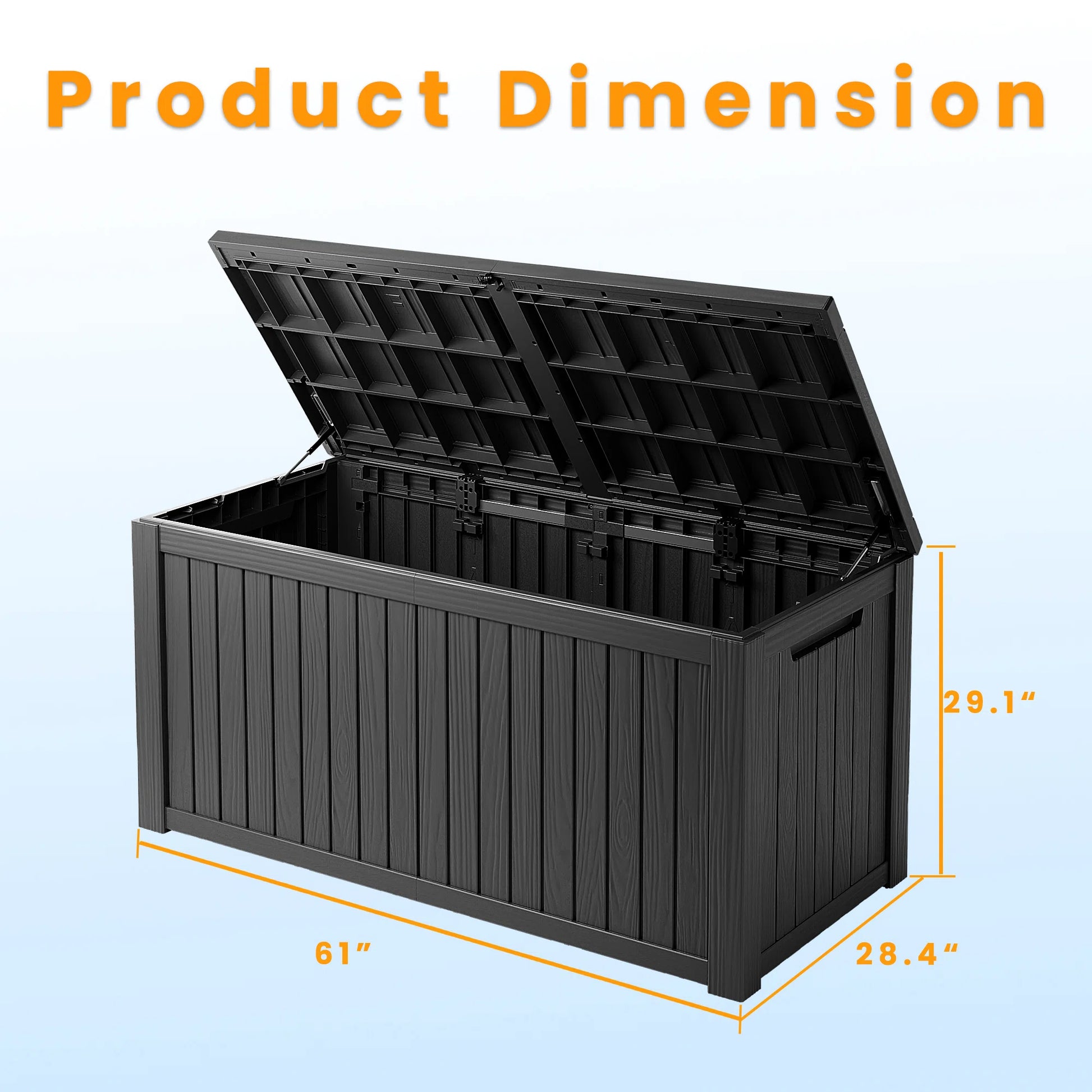 180 Gallon Resin Deck Box, Water-Resistant Lockable Outdoor Storage Box for Patio Organization