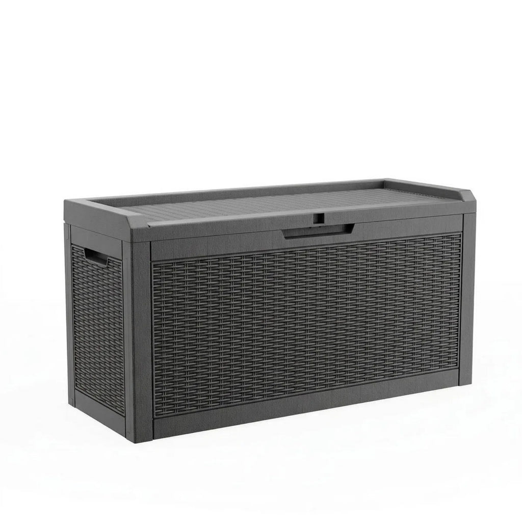 60 Gallon Outdoor Deck Box, Water-Resistant Resin Storage Box with Lockable Lid for Patio