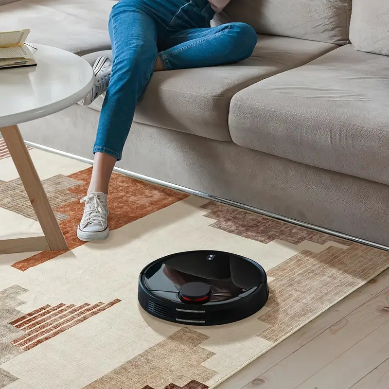 Modern Geometric Orange Area Rug, Low Pile Washable Non-Slip Polyester Mat for Entryway & Living Room