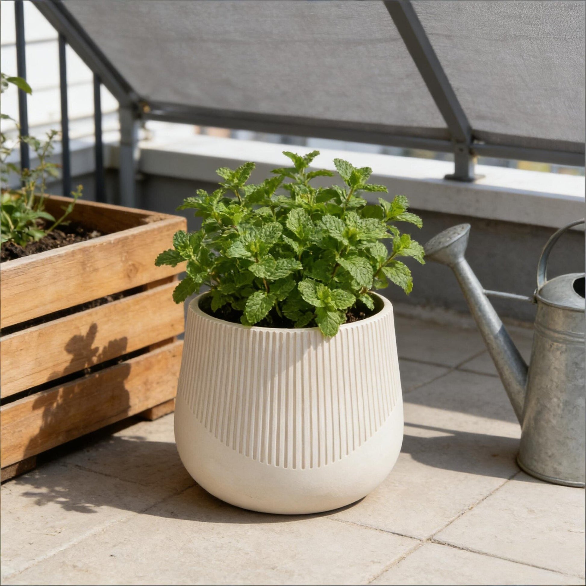 Outdoor Planter Pots Set Modern MGO Design with Drainage for Home Garden Patio Decoration