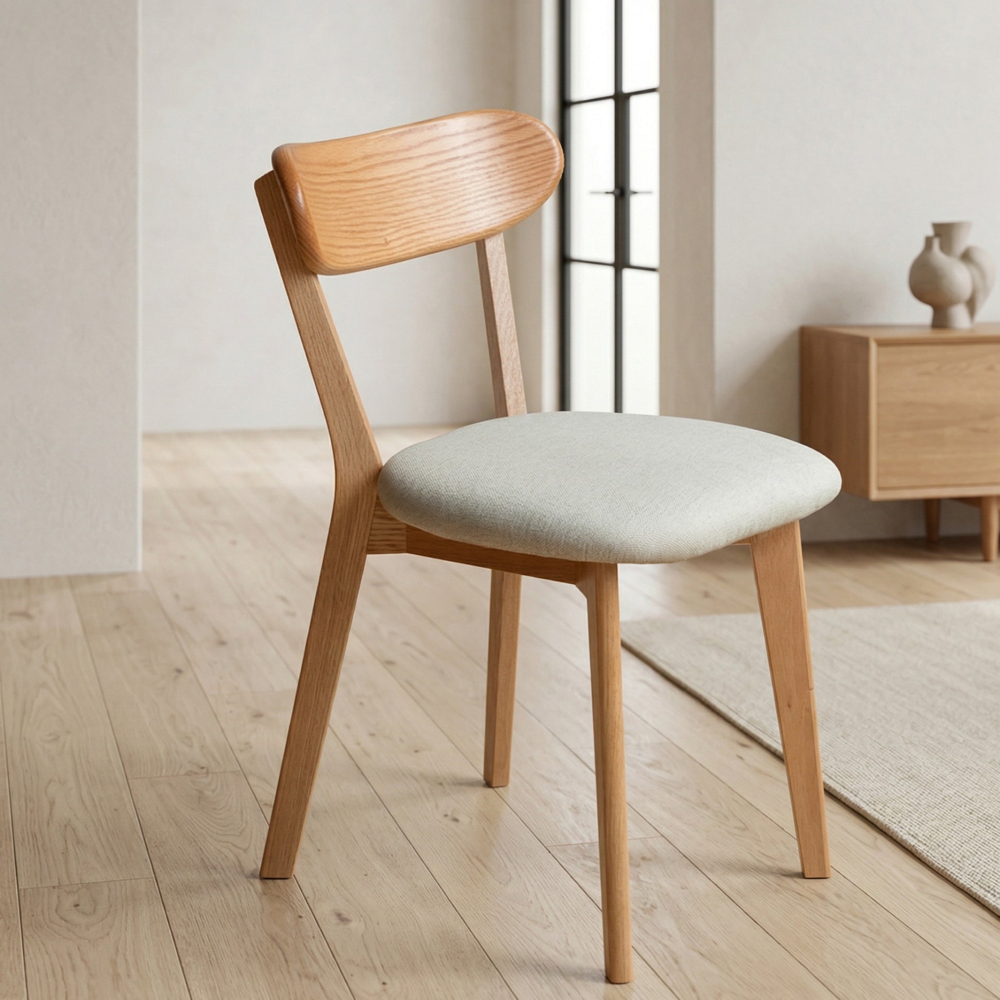 Set of 2 Classic Solid Oak Wood Dining Chairs Indoor 47.5x55.5x78cm
