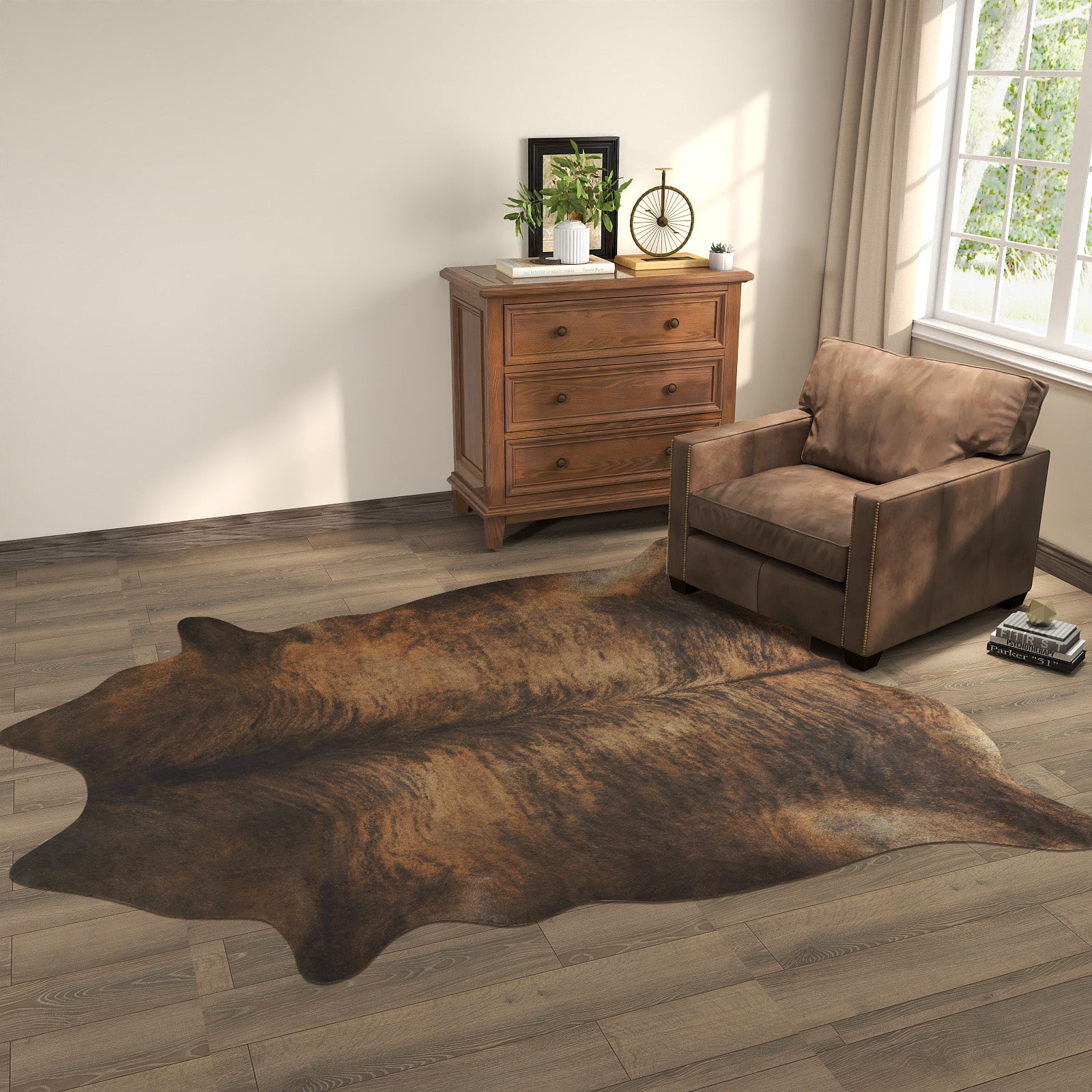 Faux Cowhide Rug 61x74.8 Inch, Western Animal Skin Carpet for Living Room Bedroom, Cowboy Cowgirl Home Decor