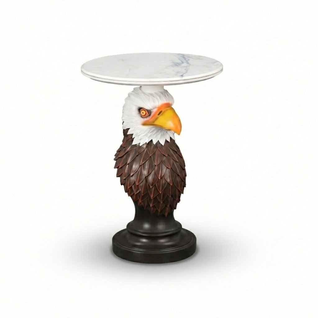 Eagle Head Accent Table, Animal Statue End Table for Living Room Home Decor