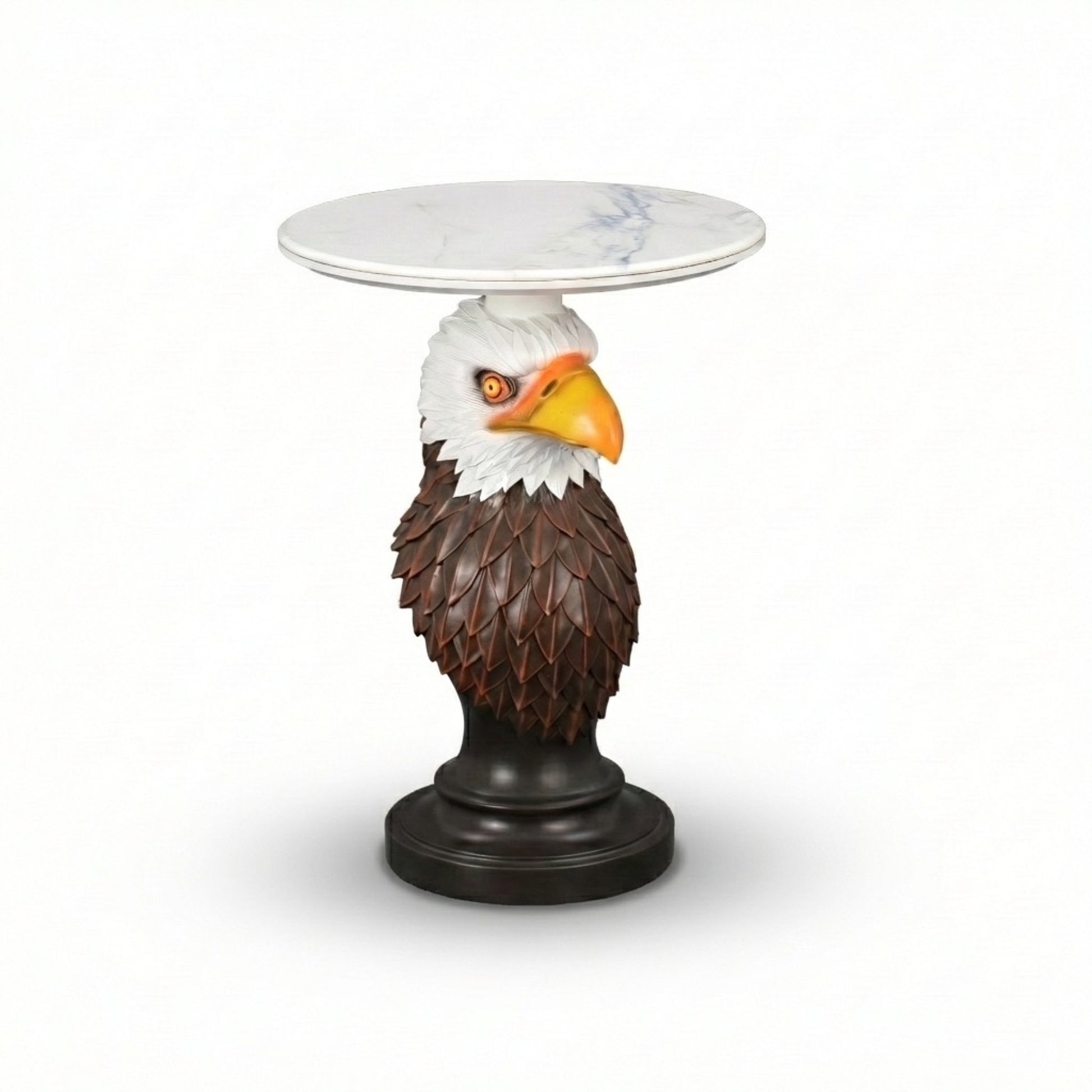 Eagle Head Accent Table, Animal Statue End Table for Living Room Home Decor