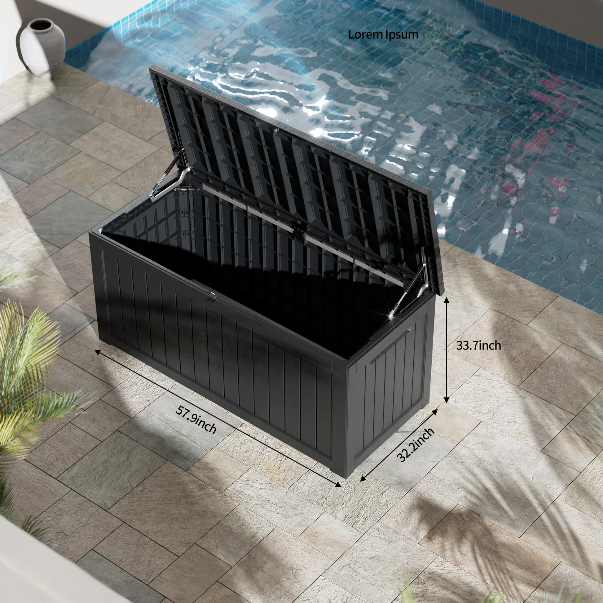 230 Gallon Resin Deck Box, Water-Resistant Lockable Outdoor Storage Box for Patio Organization