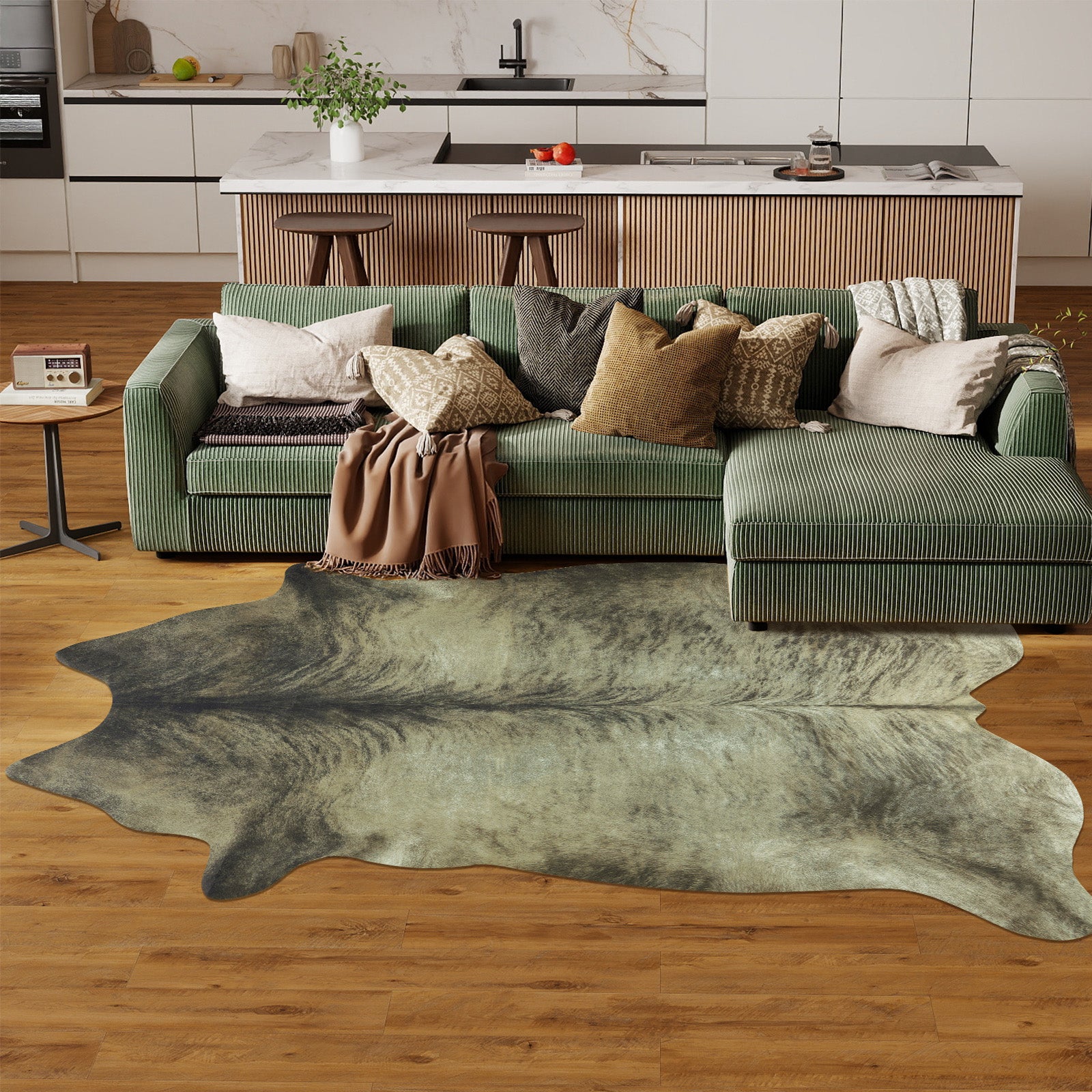 Faux Cowhide Rug 61x74.8 Inch, Western Animal Skin Carpet for Living Room Bedroom, Cowboy Cowgirl Home Decor