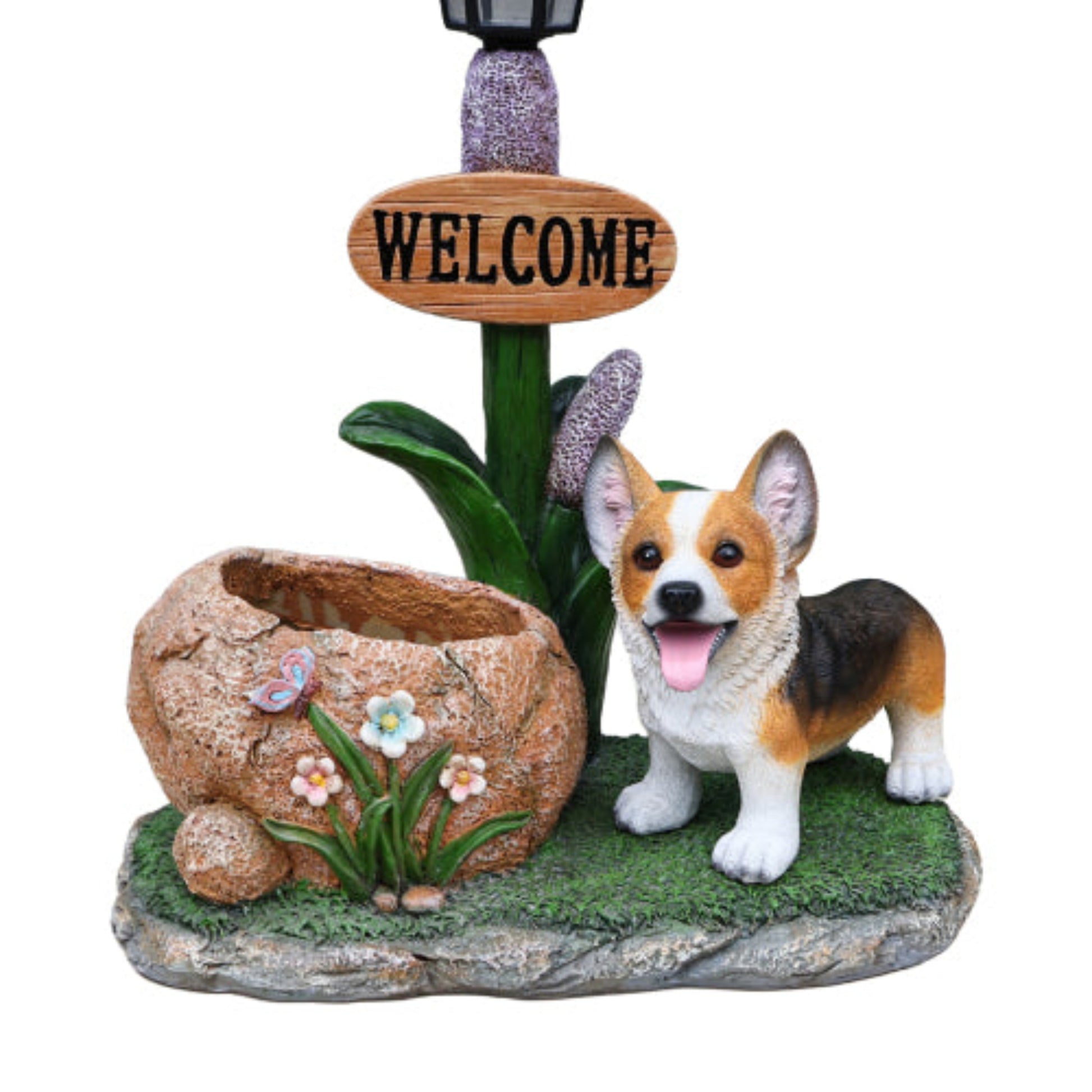 Corgi Dog Shaped Planter Statue with Cute Features for Succulent and Mini Planting